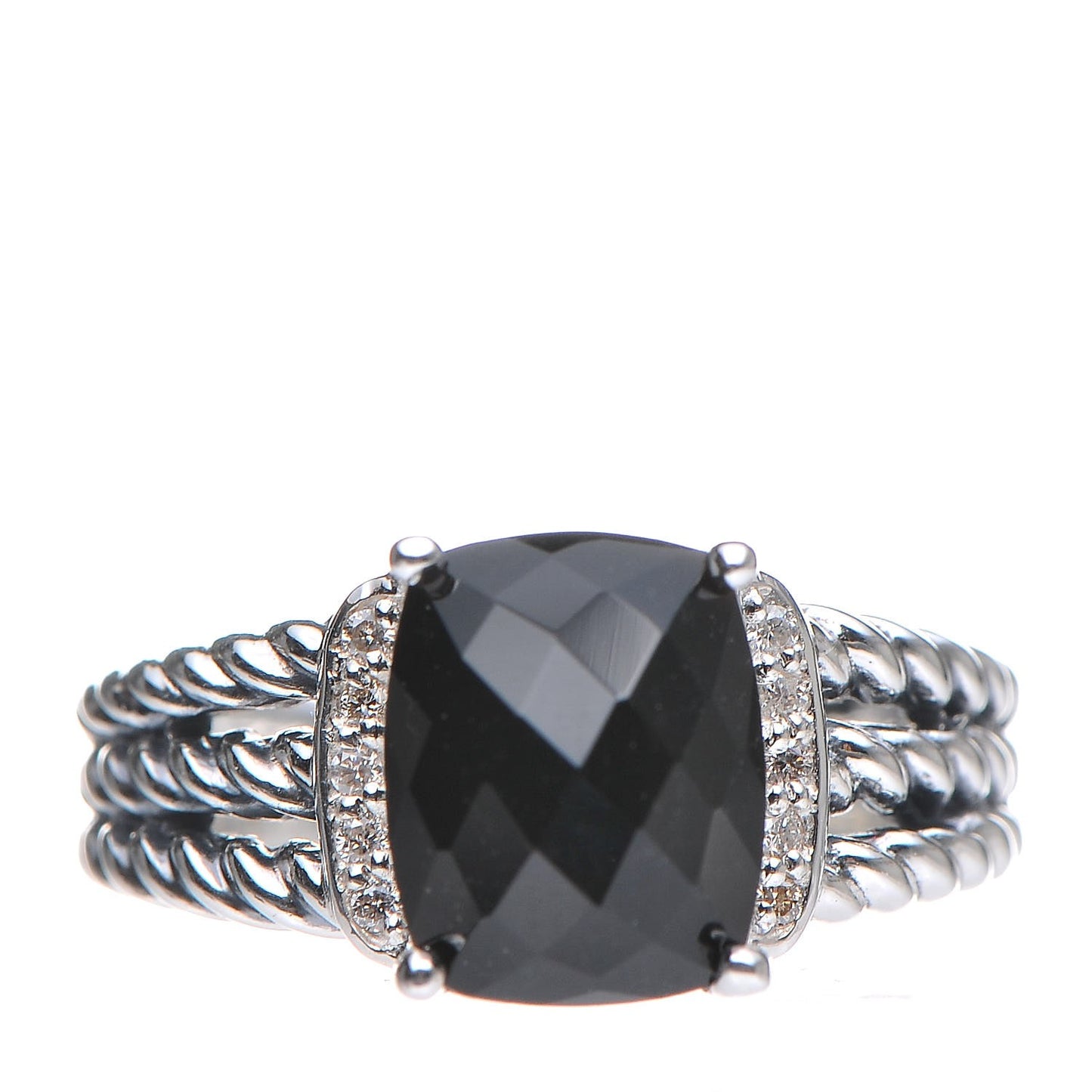 Sterling Silver Diamond Black Onyx 10mm Petite Wheaton Ring 55 7.25
