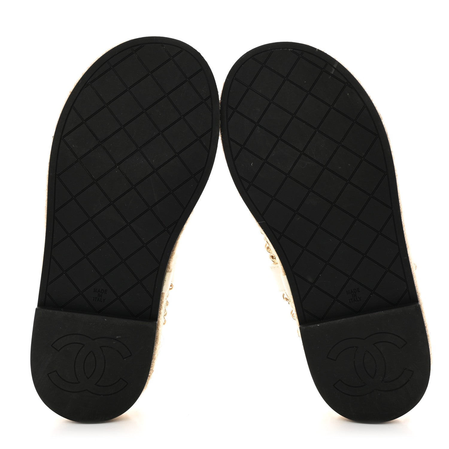 Chanel Lambskin Chain CC Thong Espadrille Sandals 36 White 5 of 8