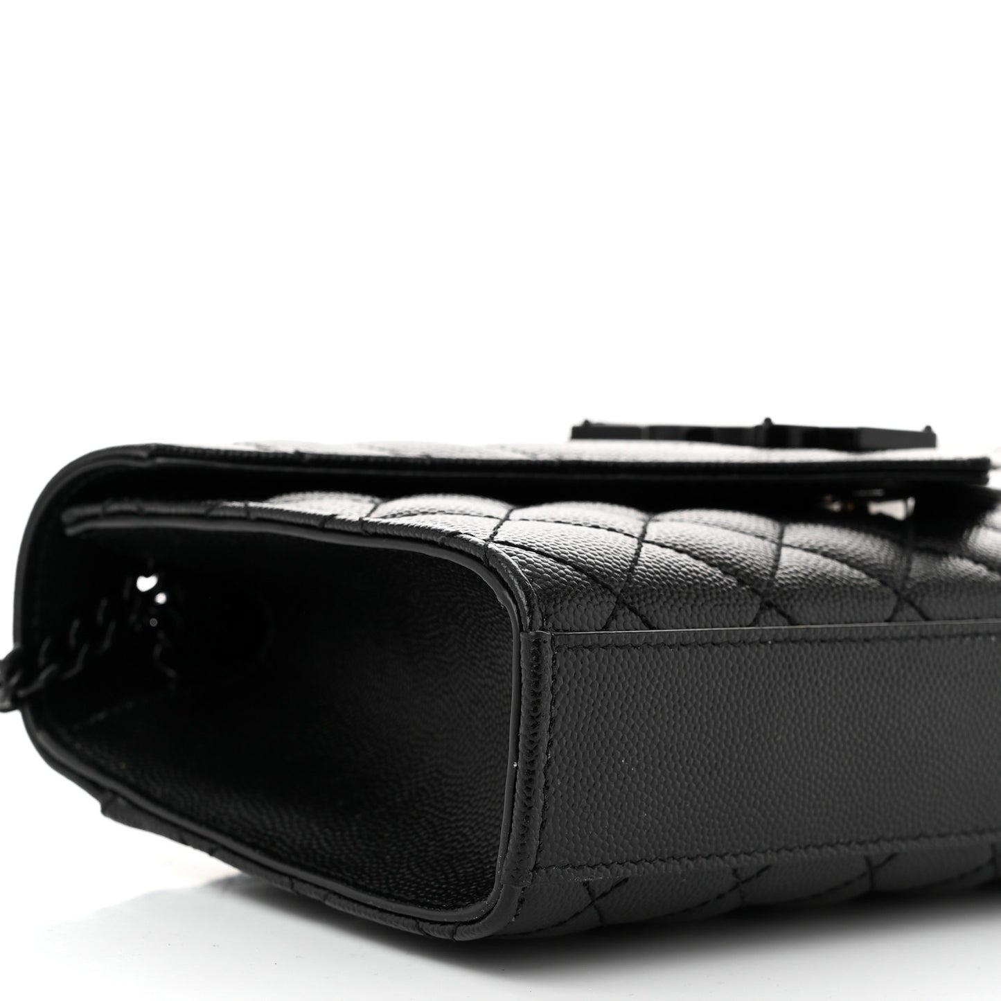 Grain De Poudre Textured Mixed Matelasse Triquilt Small Monogram Monochrome Satchel Black