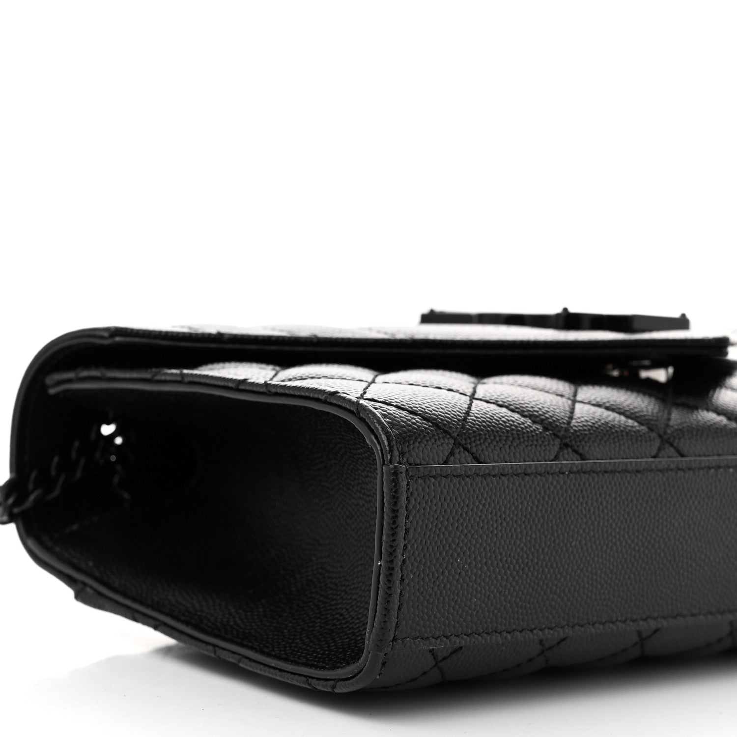 Saint Laurent Grain De Poudre Textured Mixed Matelasse Triquilt Small Monogram Monochrome Satchel Black 8 of 9