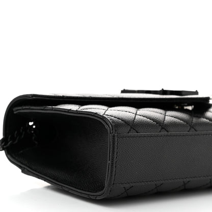 Saint Laurent Grain De Poudre Textured Mixed Matelasse Triquilt Small Monogram Monochrome Satchel Black 8 of 9