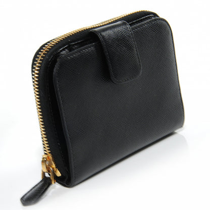 Prada Saffiano Compact Zip Around Wallet Black 3 of 8