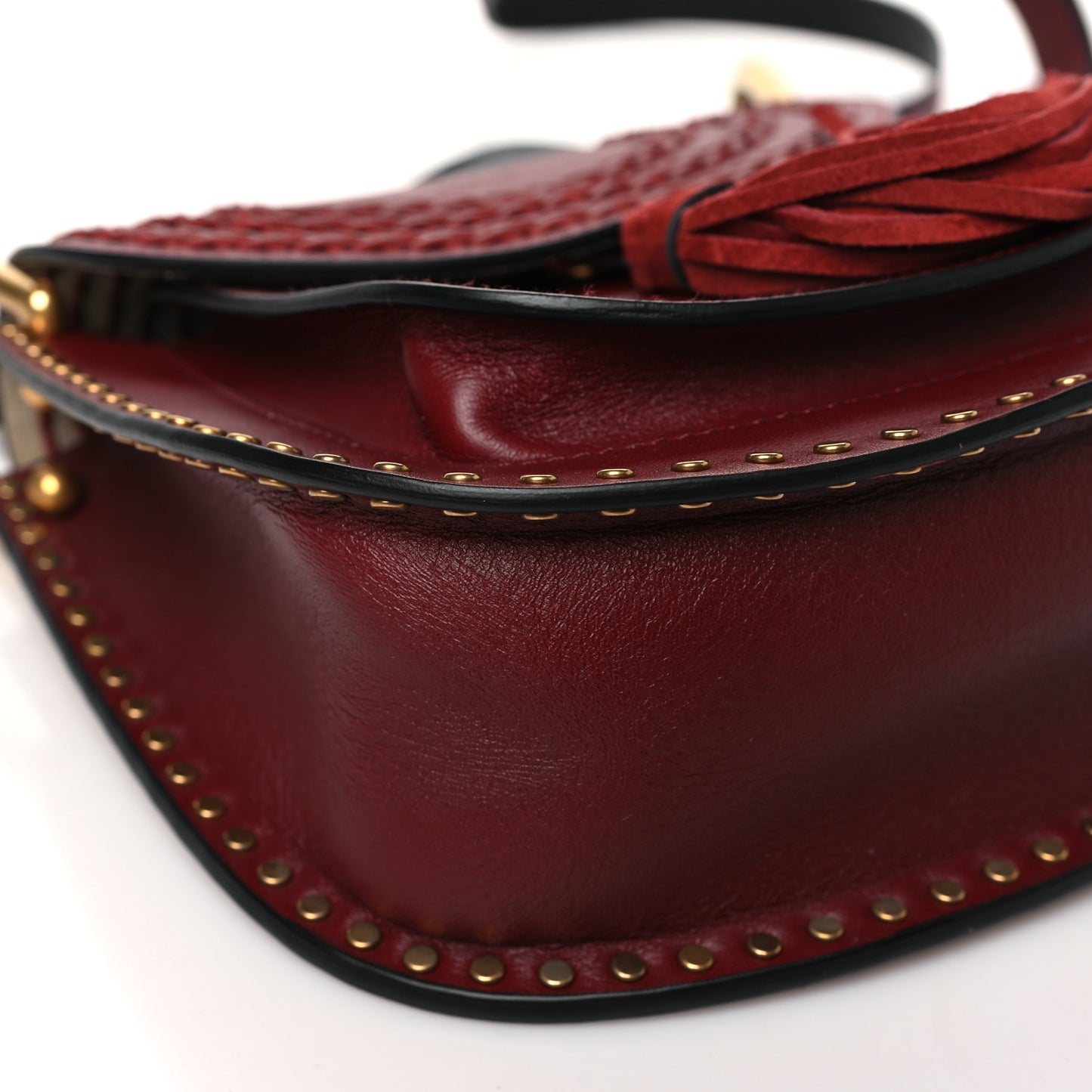 Calfskin Braided Small Hudson Shoulder Bag Sienna Red