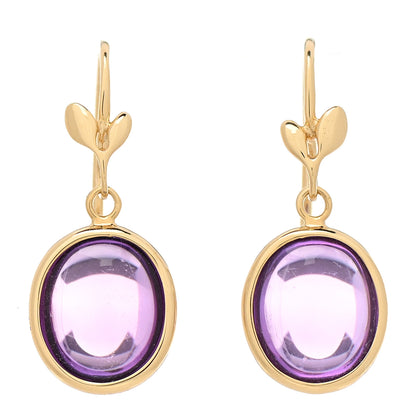 Tiffany 18K Yellow Gold Amethyst Paloma Picasso Olive Leaf Drop Earrings 1 of 4