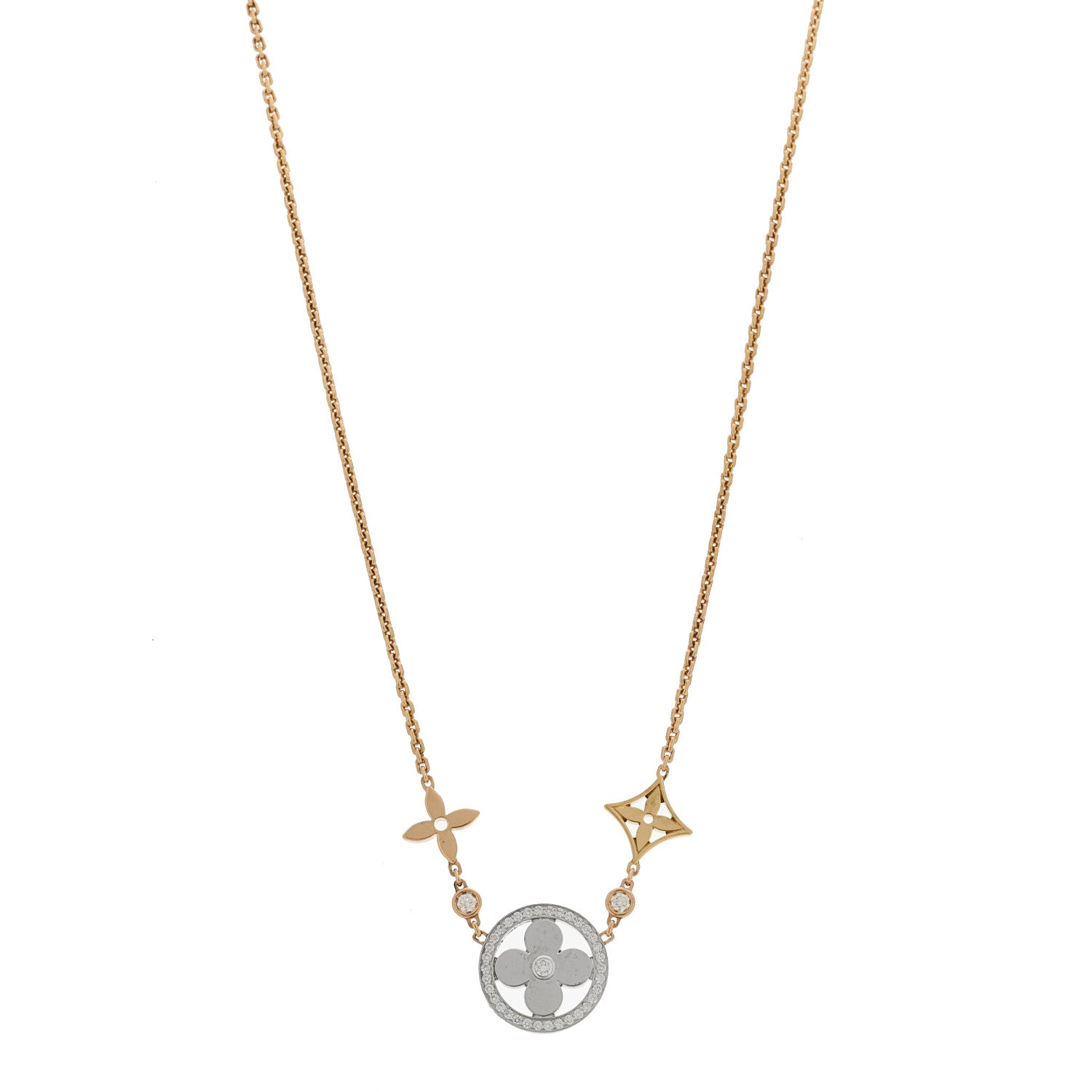Louis Vuitton 18K Yellow White Rose Gold Diamond Idylle Blossom XL Pendant Necklace 1 of 8