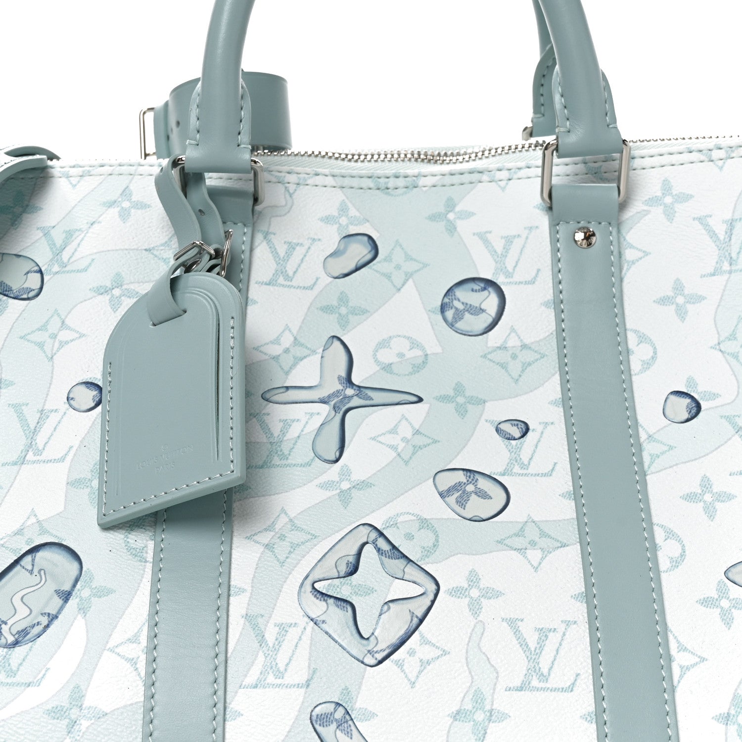 Louis Vuitton Monogram Aquagarden Keepall Bandouliere 50 Crystal Blue Crystal Blue 7 of 9