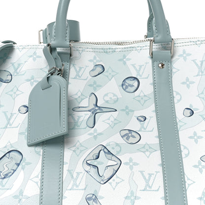 Louis Vuitton Monogram Aquagarden Keepall Bandouliere 50 Crystal Blue Crystal Blue 7 of 9