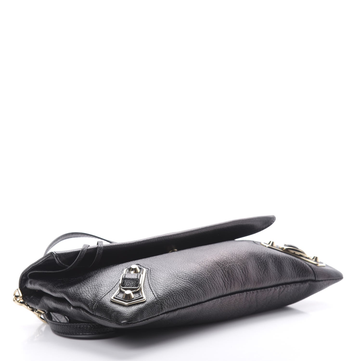 Balenciaga Chevre Gold Metallic Edge Hardware Envelope Clutch Black 4 of 10