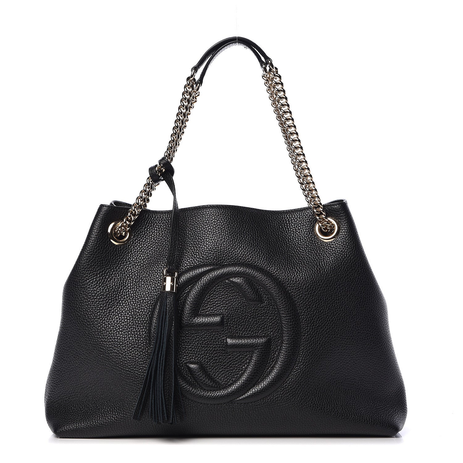 Gucci Pebbled Calfskin Medium Soho Chain Shoulder Bag Black 1 of 13