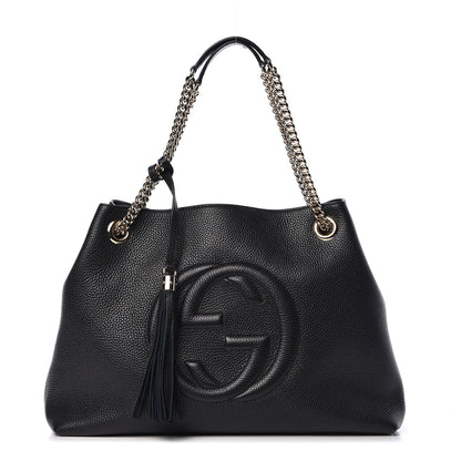 Gucci Pebbled Calfskin Medium Soho Chain Shoulder Bag Black 1 of 13