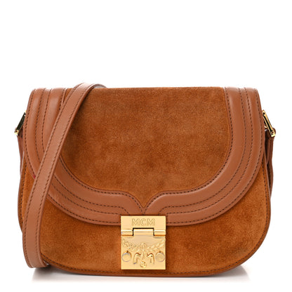 MCM Suede Calfskin Trisha Small Shoulder Bag Brown 1 of 14