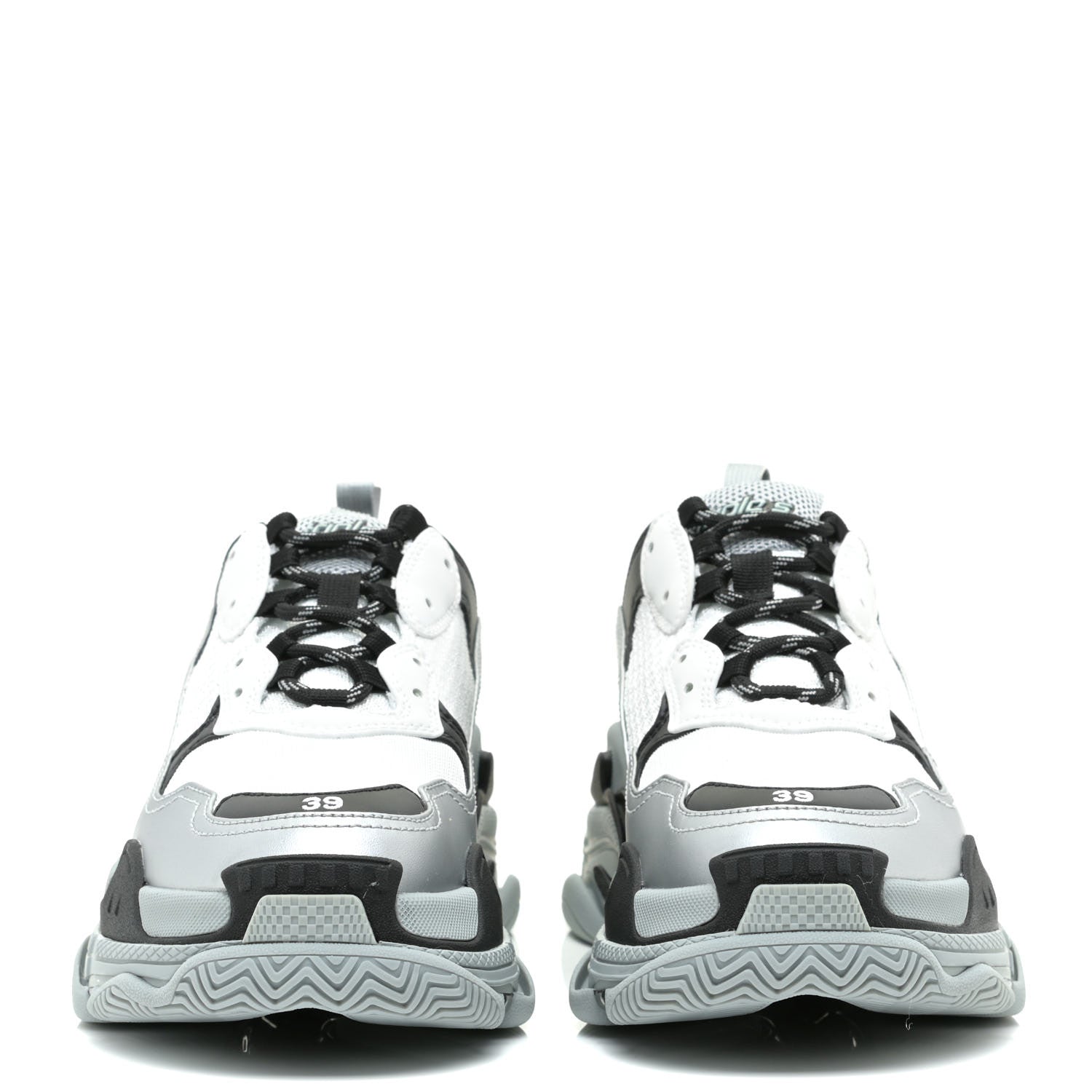 Balenciaga Metallic Fabric Mesh Womens Triple S Sneakers 39 Grey Dark Grey Black 2 of 7