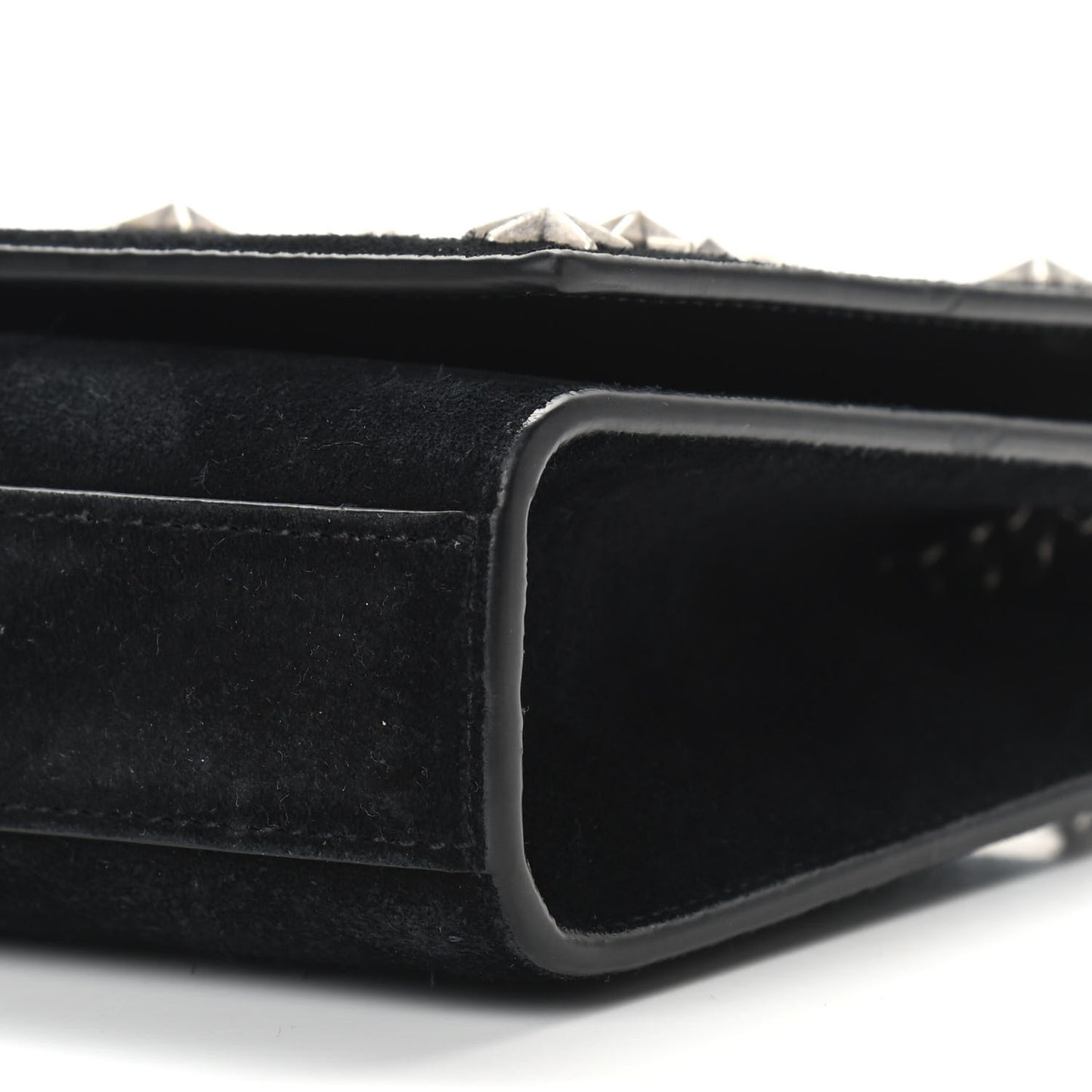Suede Star Studded Monogram Small Kate Satchel Black