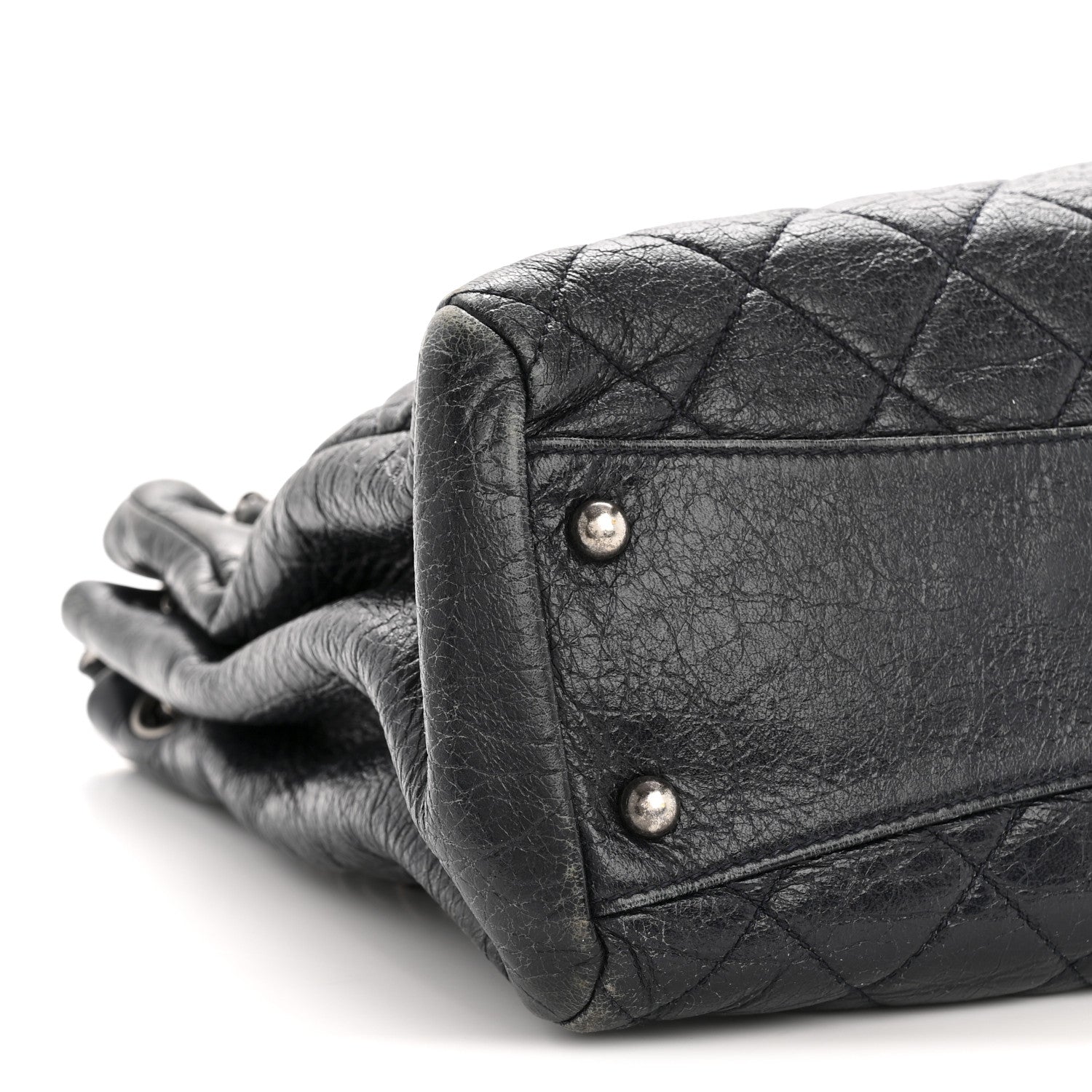 Chanel Glazed Calfskin Quilted Tote Navy 10 of 15