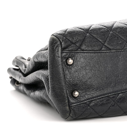 Chanel Glazed Calfskin Quilted Tote Navy 10 of 15