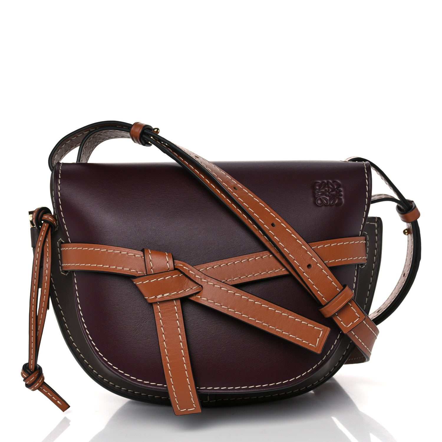 Loewe Calfskin Mini Gate Crossbody Bag Oxblood Tan Taupe 1 of 8