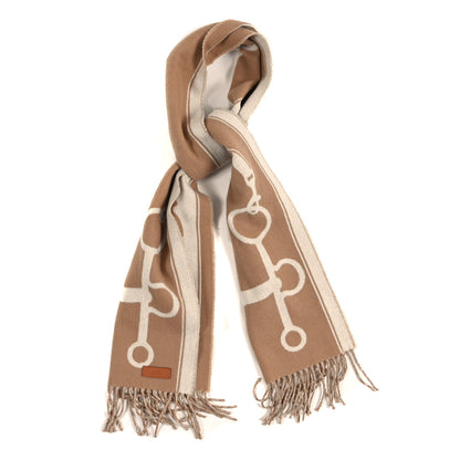 Hermes Cashmere Casaque Grand Mors Muffler Camel Ivory 1 of 3