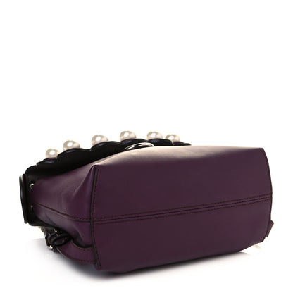 Fendi Vitello Century Pearl Bi-Color Scalloped Mini Back to School Backpack Amarone Black Cherry 4 of 15