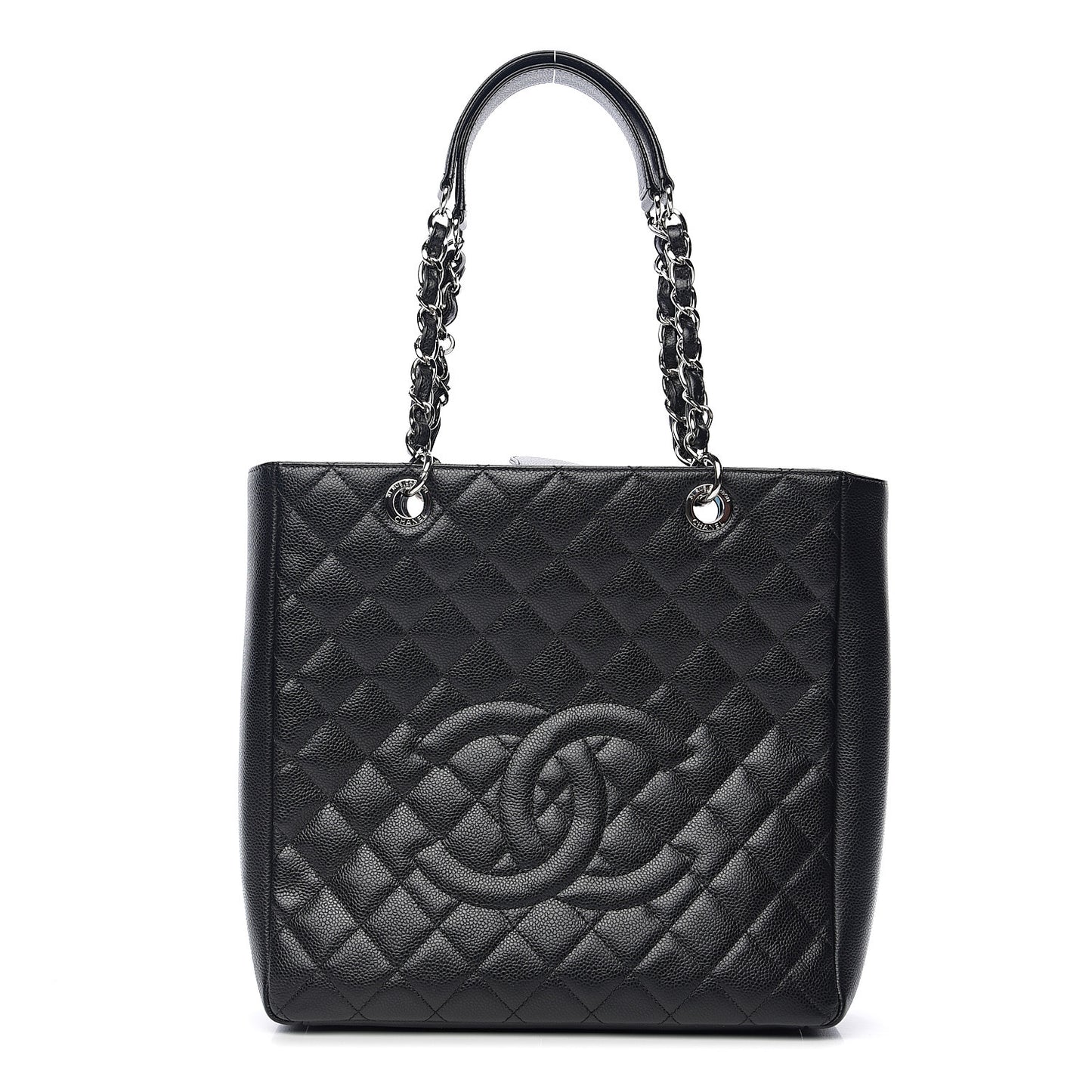 Caviar Quilted Petit Shopping Tote PST Black
