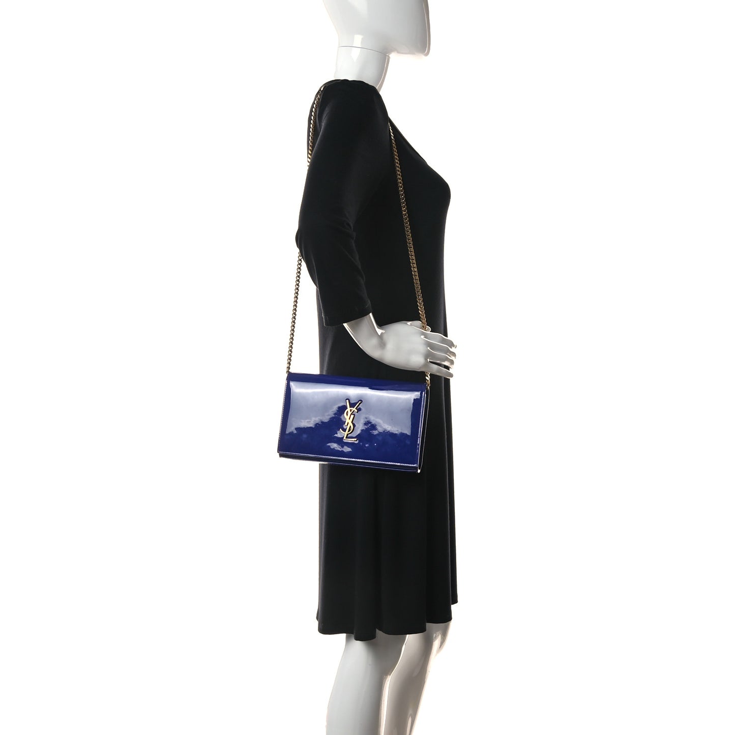 Patent Calfskin Monogram Kate Wallet On Chain Royal Blue