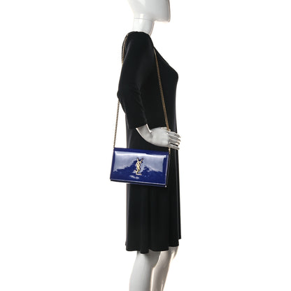 Saint Laurent Patent Calfskin Monogram Kate Wallet On Chain Royal Blue 2 of 11