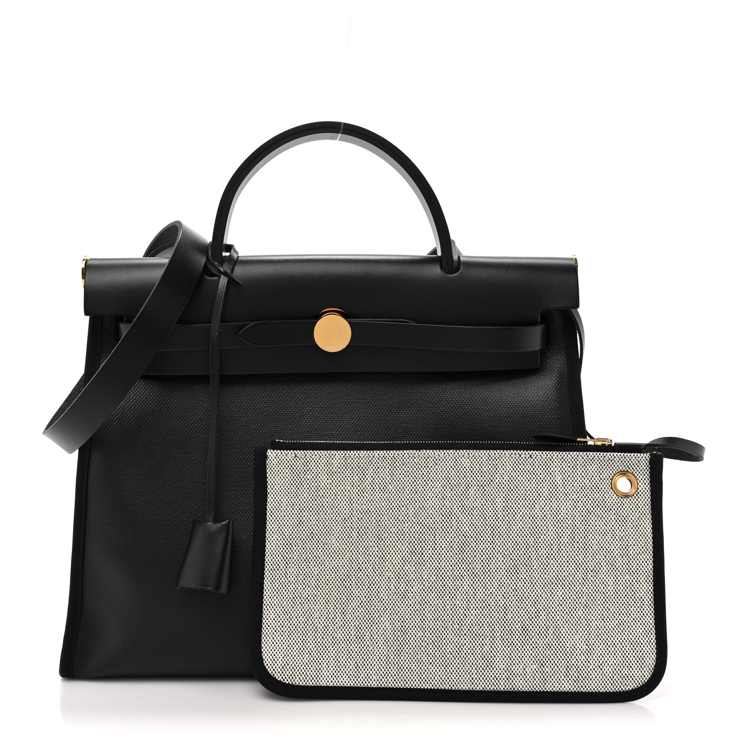 Hermes Toile H Berline Vache Hunter Herbag Zip PM 31 Black Ecru 3 of 12