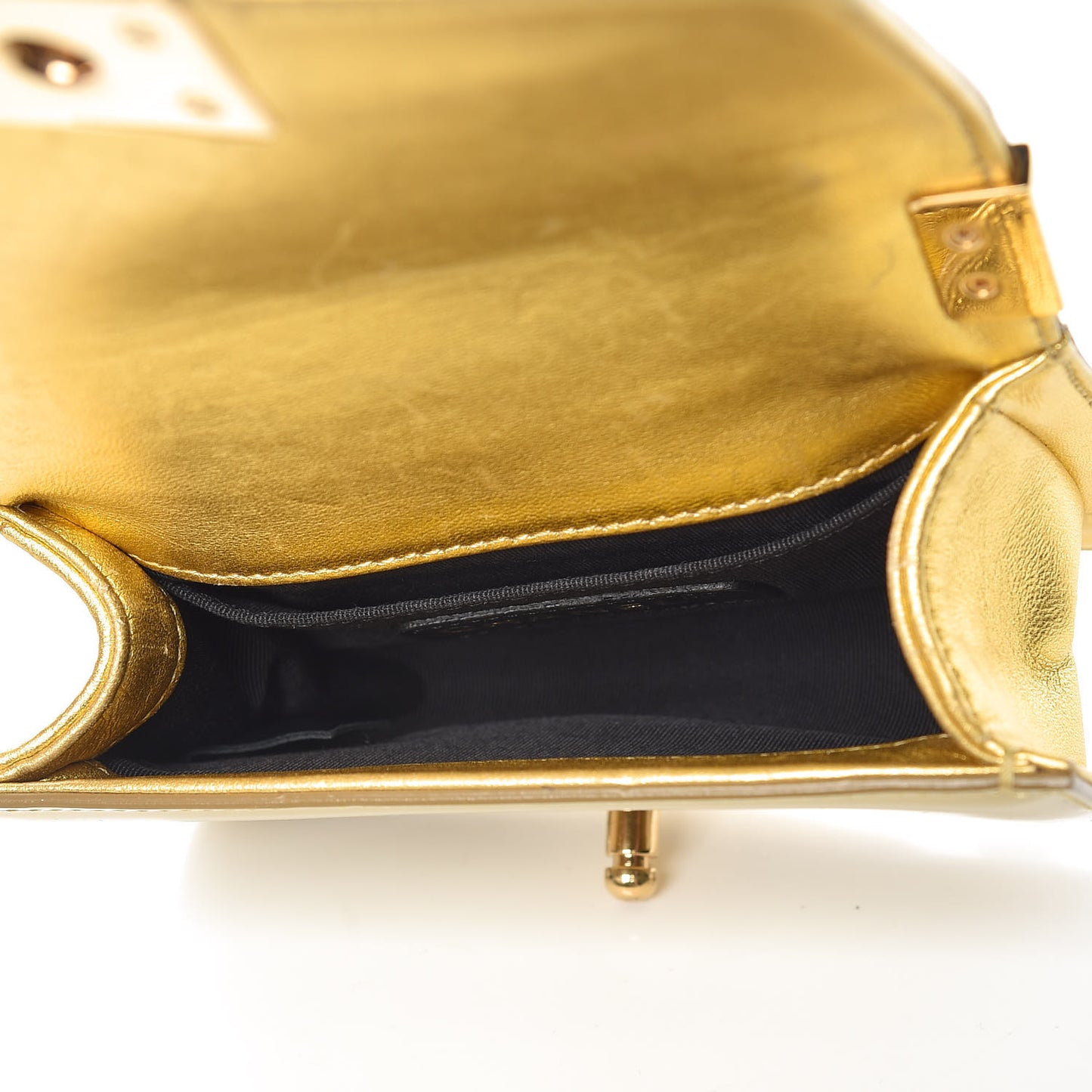 Metallic Patent Calfskin Quilted Mini Boy Flap Gold
