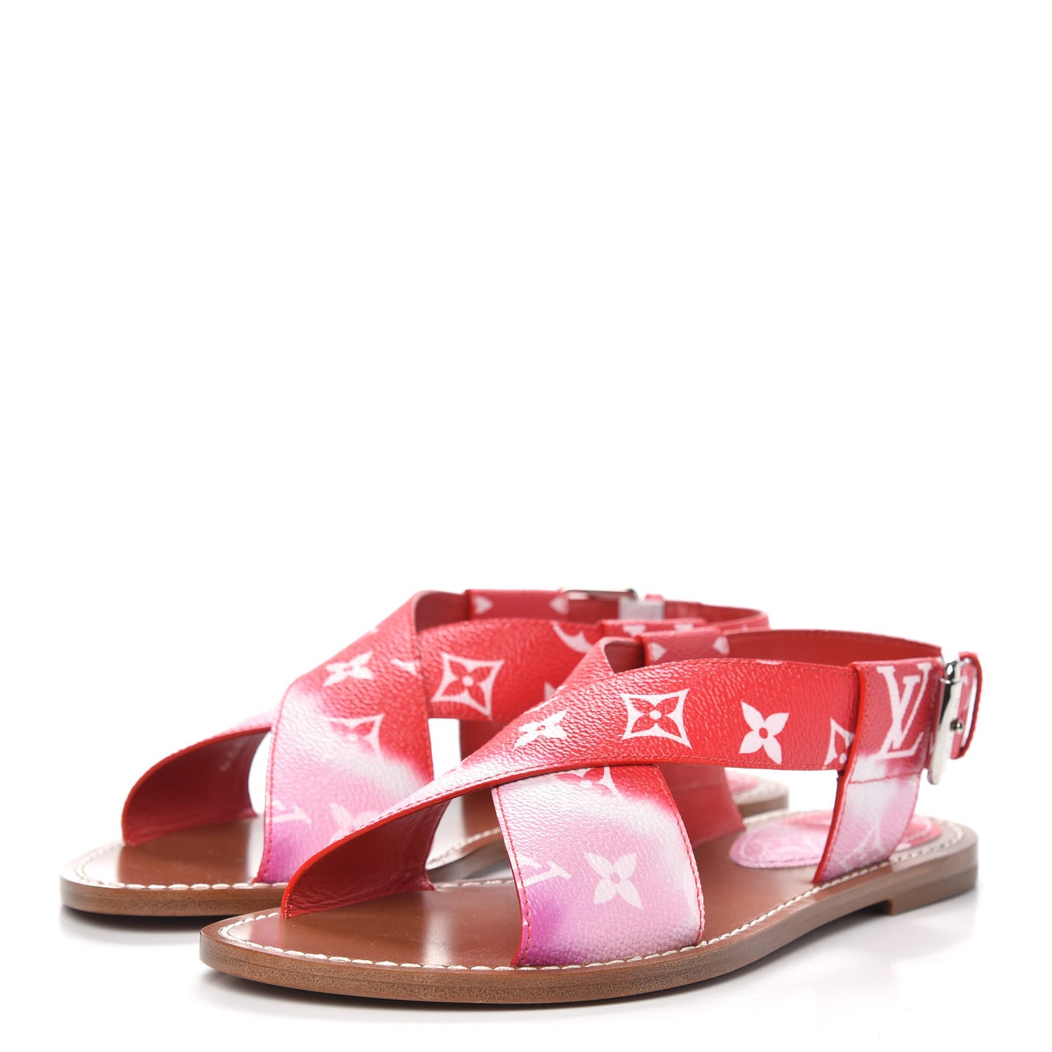Louis Vuitton Monogram Escale Palma Flat Sandals 37 Rouge 3 of 8