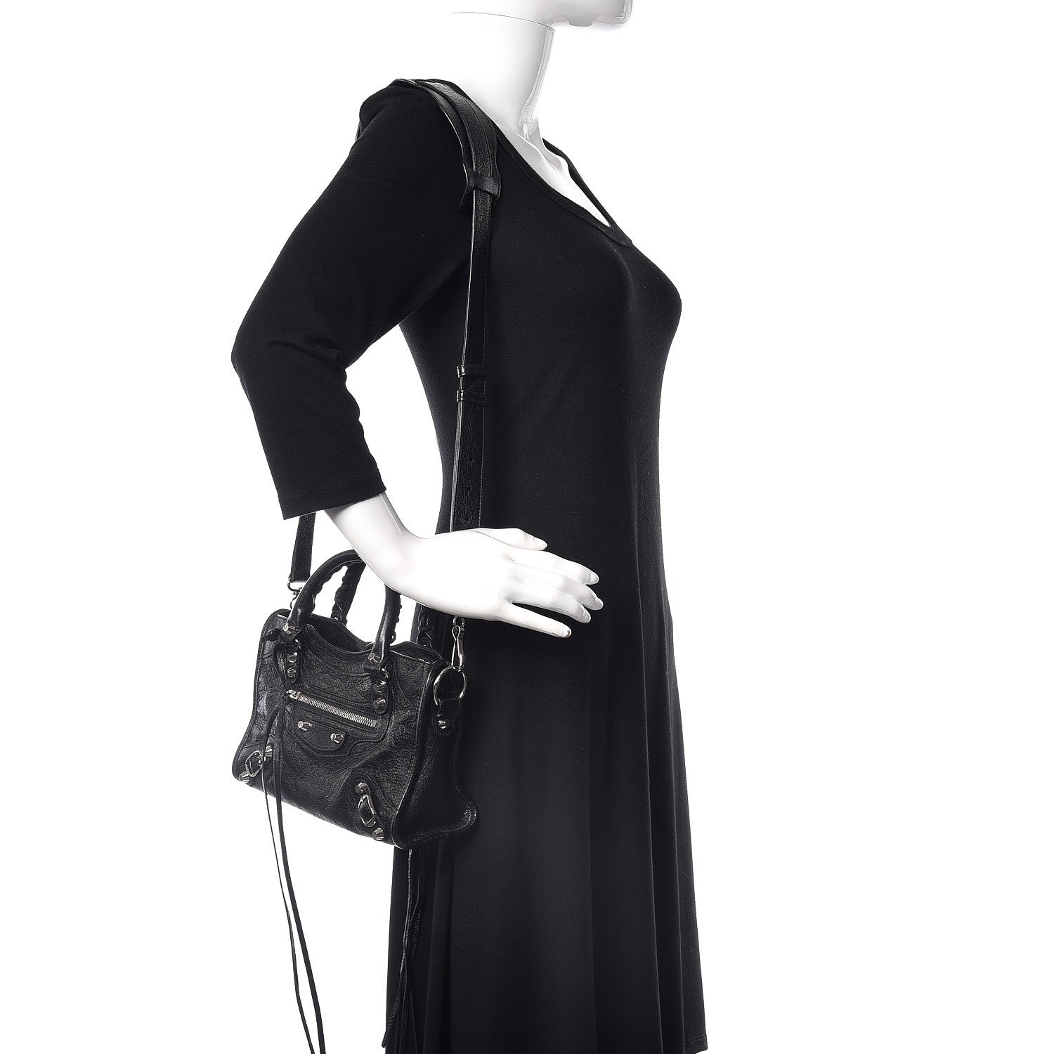 Balenciaga Agneau Classic Silver Hardware Mini City Black 2 of 9