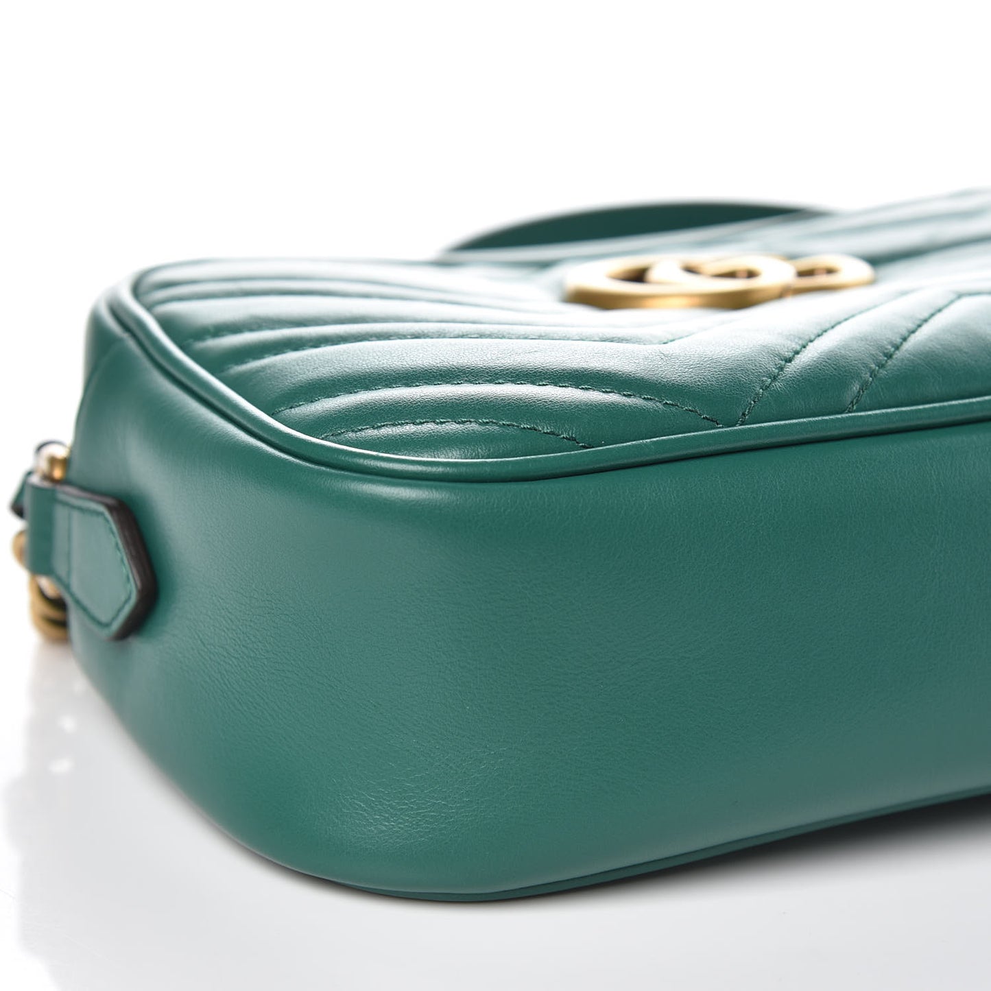 Calfskin Matelasse Small GG Marmont Chain Shoulder Bag Emerald Green