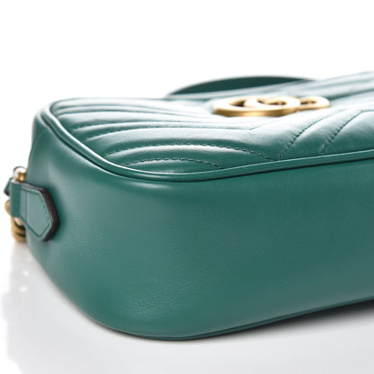 Gucci Calfskin Matelasse Small GG Marmont Chain Shoulder Bag Emerald Green 8 of 9