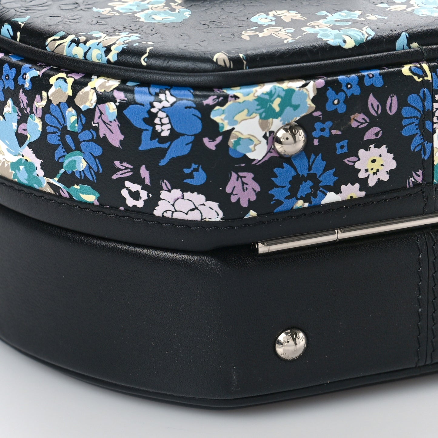 Calfskin Floral Print Petite Boite Chapeau Black