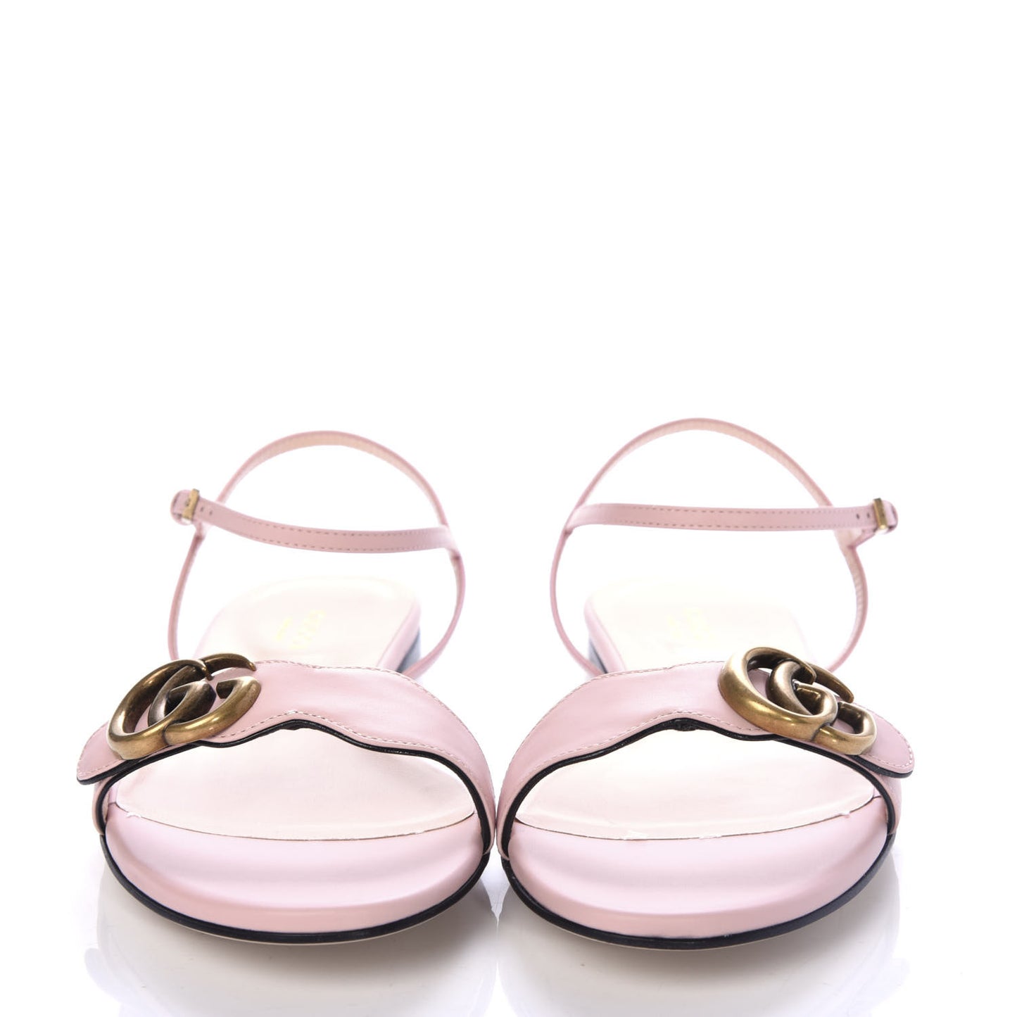 Lifford Calfskin GG Marmont Ankle Wrap Flat Sandals 38.5 Perfect Pink