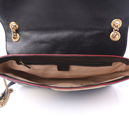 Gucci Azalea Calfskin Matelasse Diagonal Patchwork Large Torchon GG Marmont Shoulder Bag Black Beige Romantic Cerise 5 of 10
