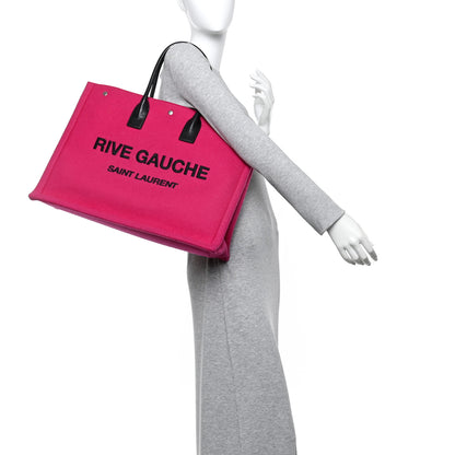 Saint Laurent Wool Rive Gauche Tote Fuchsia 2 of 13