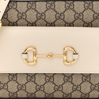 Gucci GG Supreme Monogram Small Horsebit 1955 Shoulder Bag Beige Mystic White 8 of 10