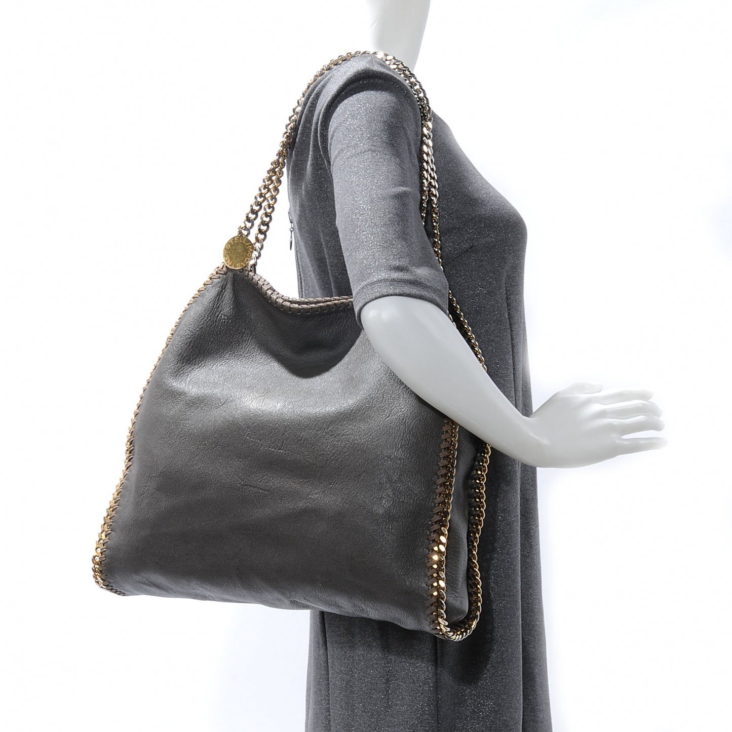 Faux Leather Small Falabella Tote Grey