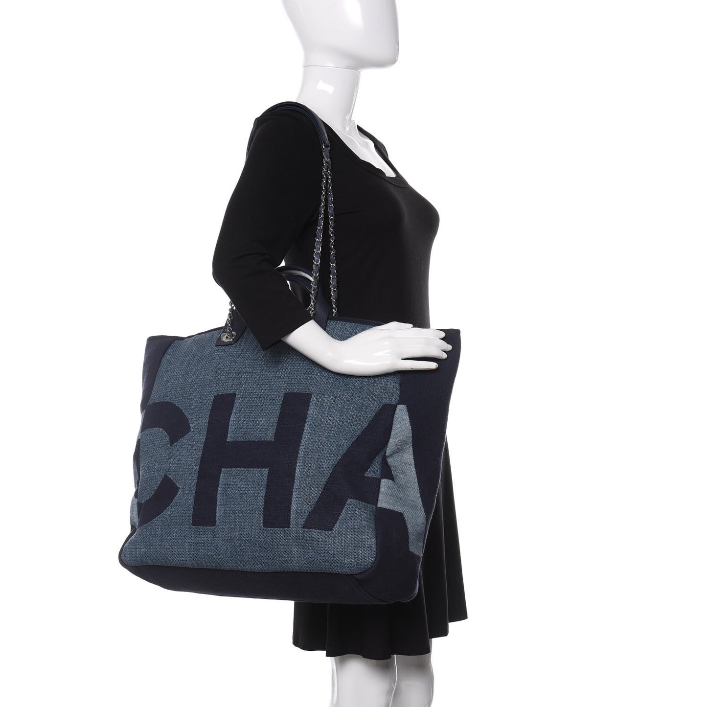 Canvas Large Shopping Tote Dark Blue