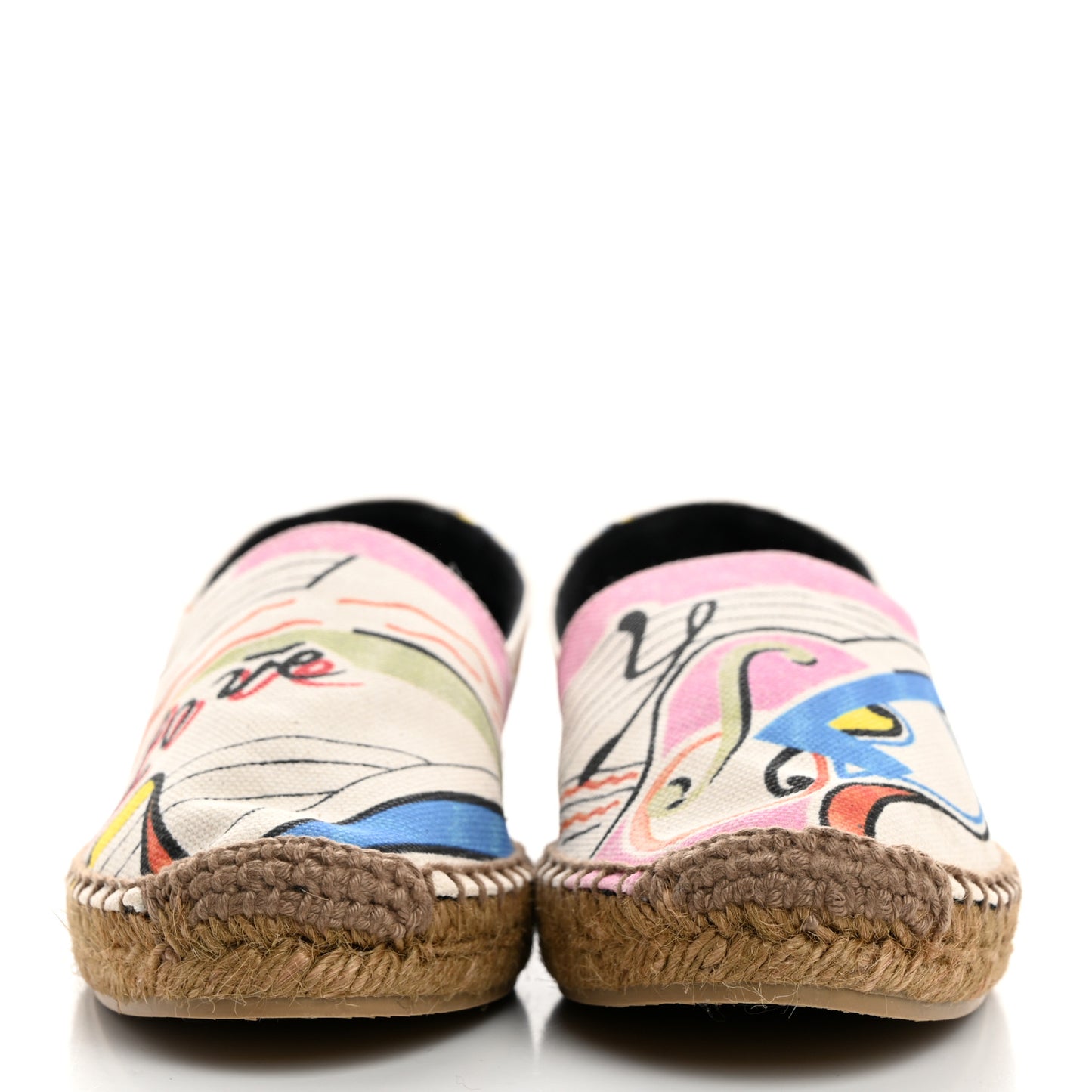 Canvas Love Print Elba Logo Embroidered Espadrilles 38 Multicolor