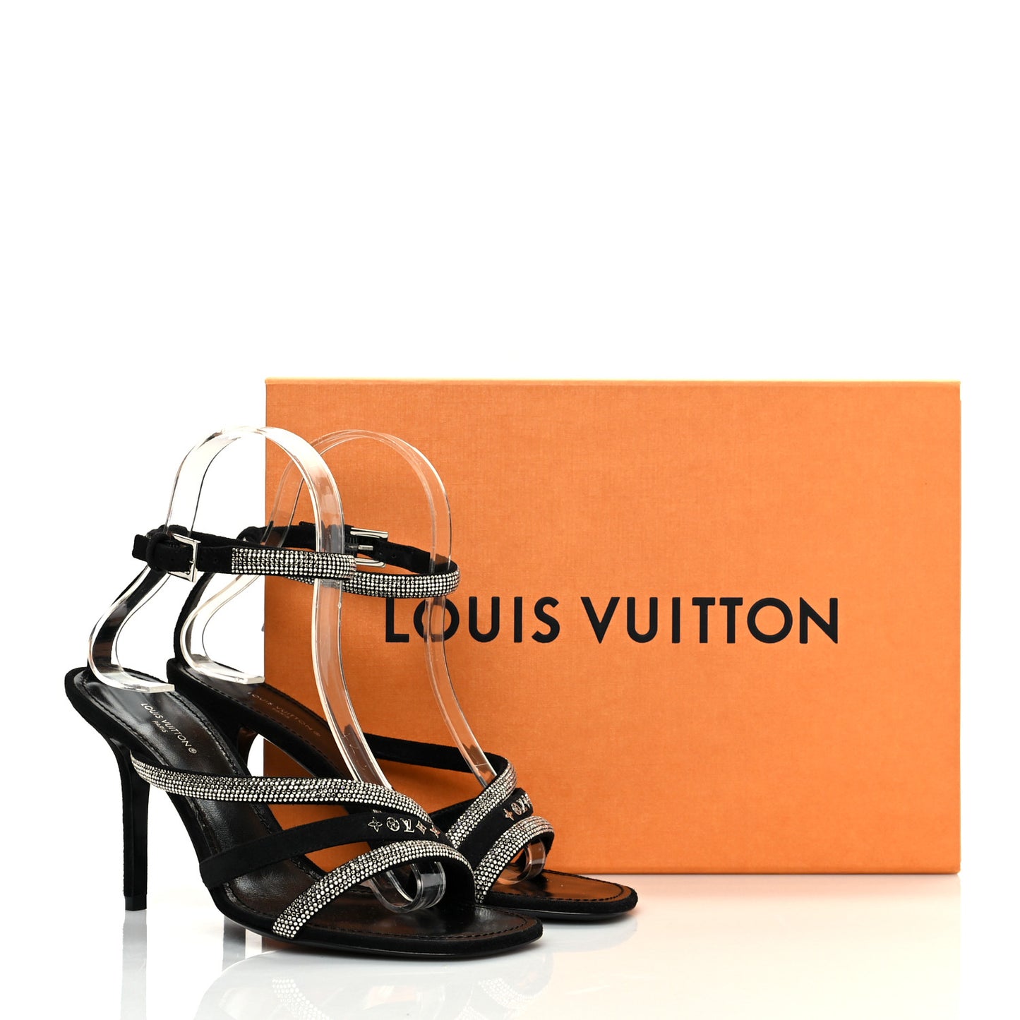 Suede Goat Rhinestone Appeal Sandals 37.5 Black
