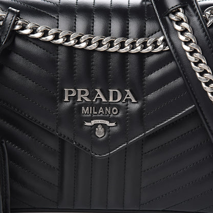 Prada Soft Calf Impunture Diagramme Flap Black 9 of 9