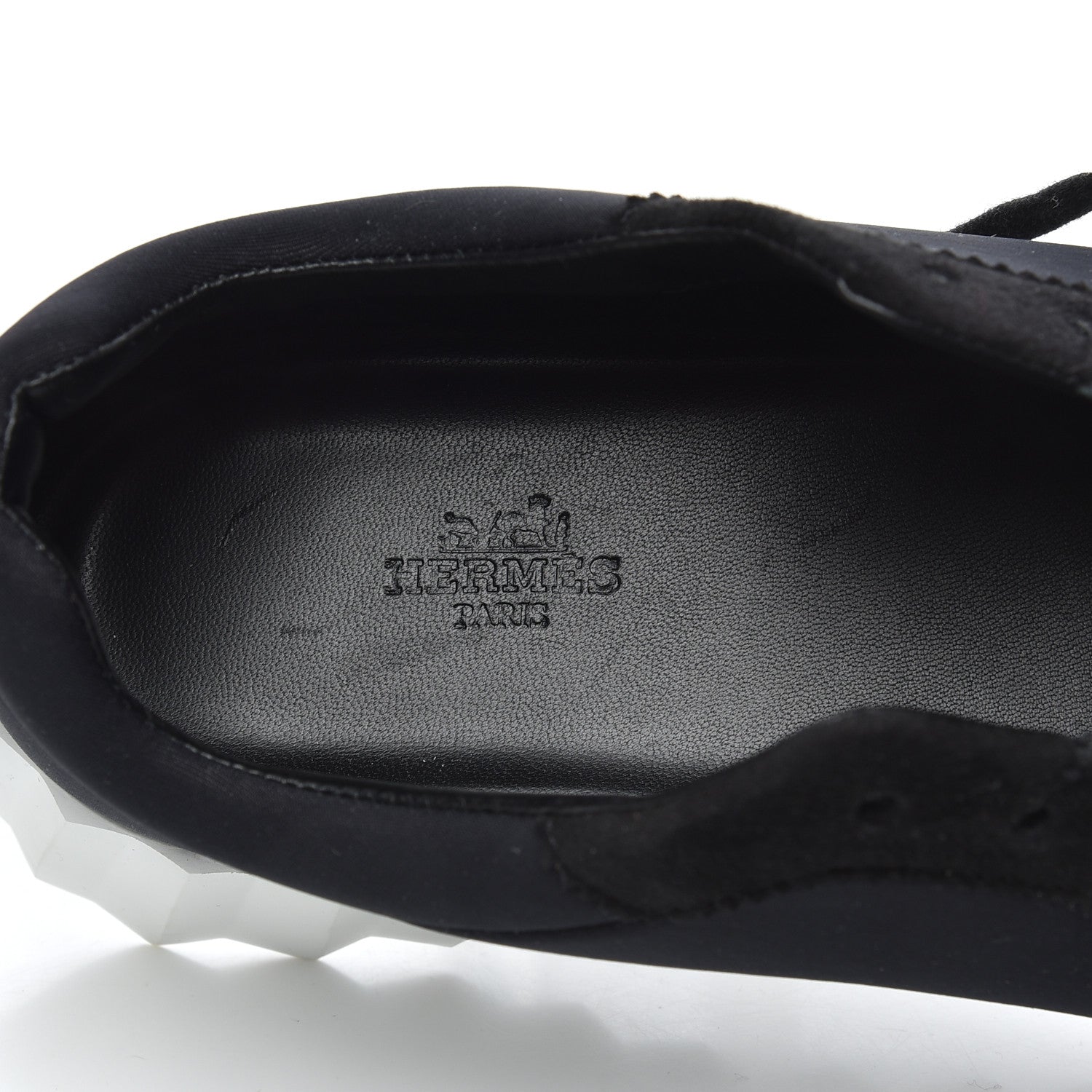 Hermes Technical Jersey Suede Goatskin Bouncing Sneakers 36 Black White 10 of 11