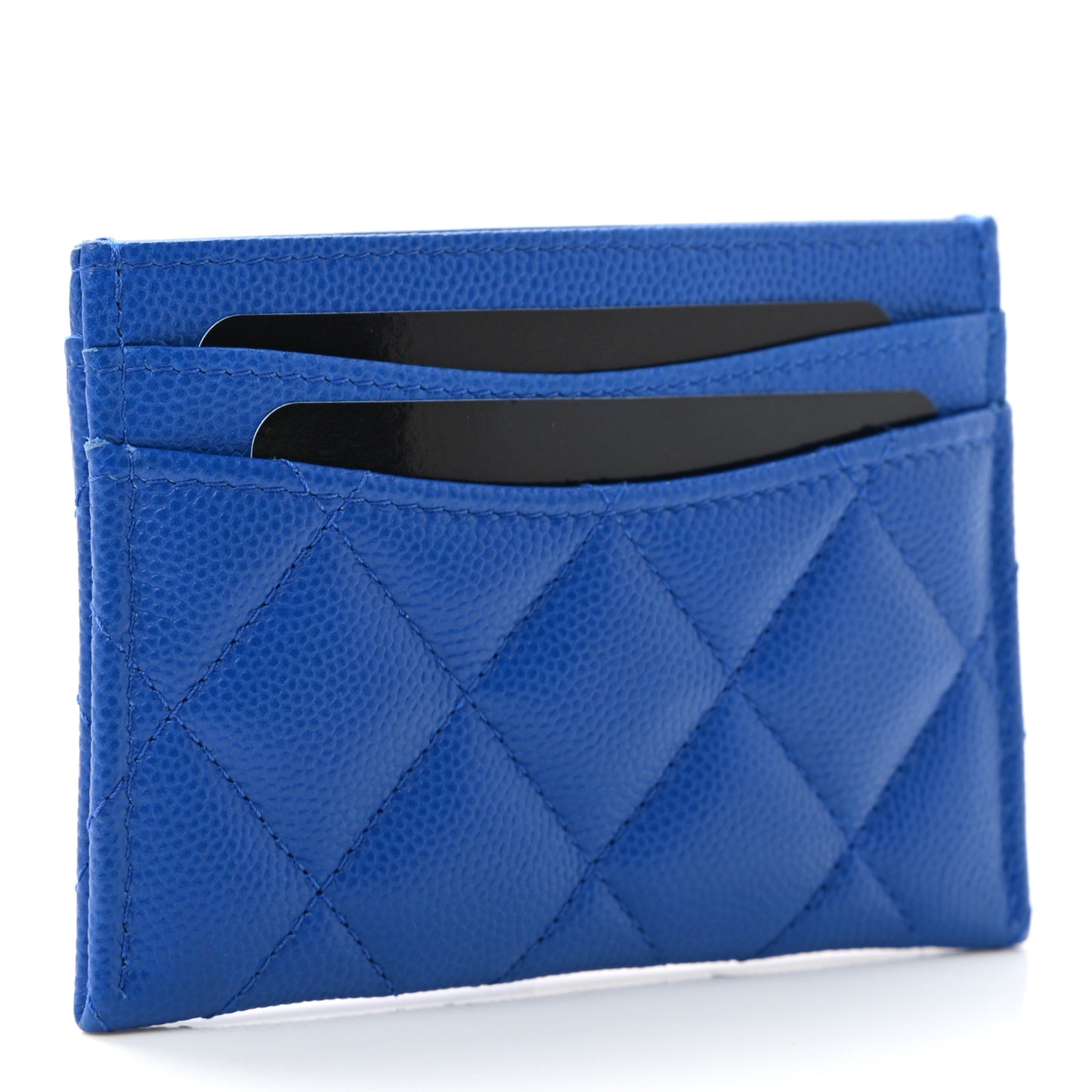 Caviar Quilted Card Holder Blue