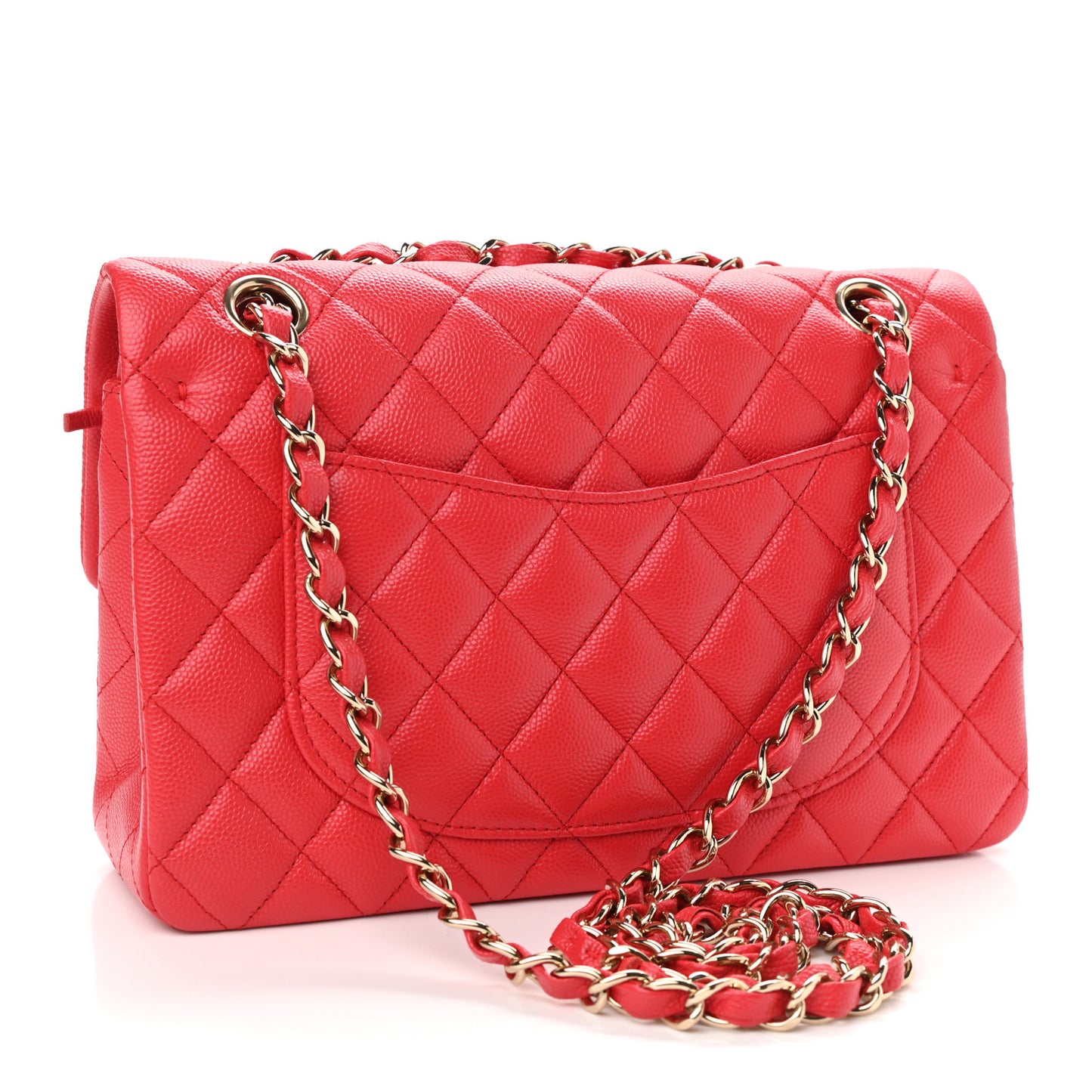 Caviar Quilted Small Double Flap Red