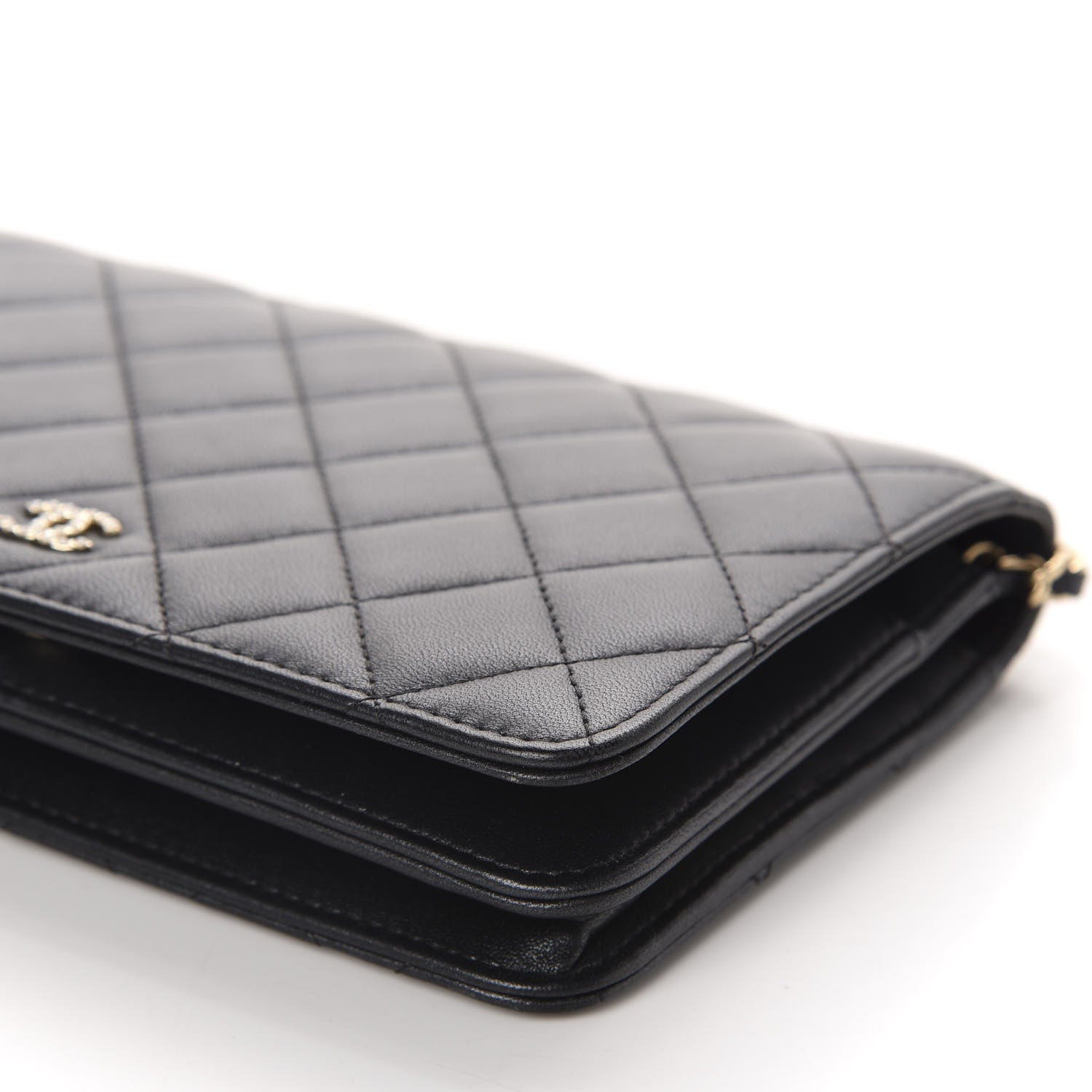 Chanel Iridescent Lambskin Quilted Pearl Wallet On Chain WOC Black 7 of 12