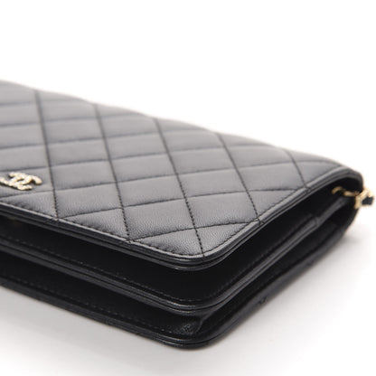 Chanel Iridescent Lambskin Quilted Pearl Wallet On Chain WOC Black 7 of 12