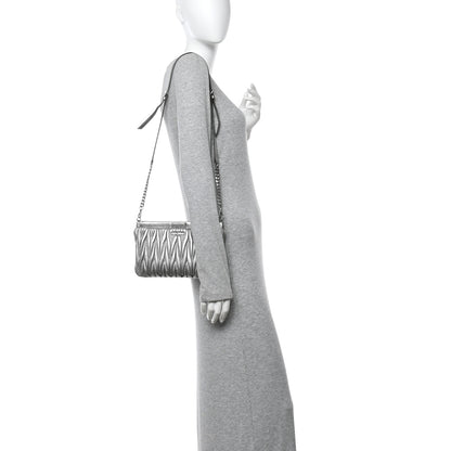 Miu Miu Metallic Nappa Matelasse Crossbody Clutch Silver 2 of 13