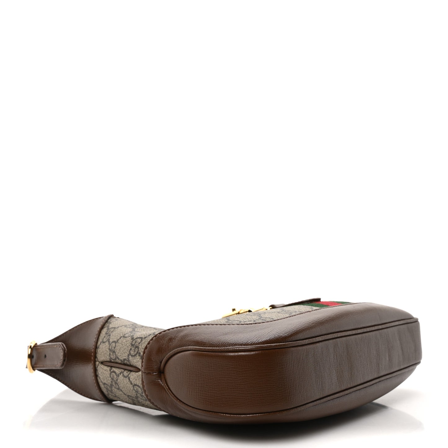 GG Supreme Monogram Azalea Calfskin Web Small Jackie 1961 Hobo Beige Ebony Brown Sugar