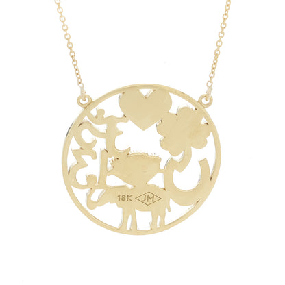 Jennifer Meyer 18K Yellow Gold Diamond Open Good Luck Pendant Necklace 6 of 7