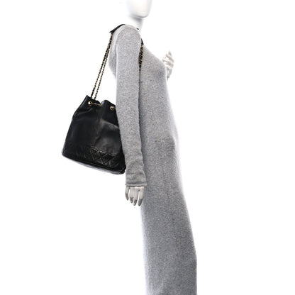 Chanel Lambskin Quilted Drawstring Bucket Bag Black 2 of 17